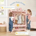 thumbnail image 6 of Curipeer Kids Dress Up Storage with Mirror, Wood Armoire Wardrobe Closet for Bedroom,Pink, 6 of 8