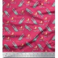 thumbnail image 1 of Soimoi Pink Japan Crepe Satin Fabric Crocodile Face & Fish Ocean Printed Craft Fabric by the Yard 42 Inch Wide, 1 of 1