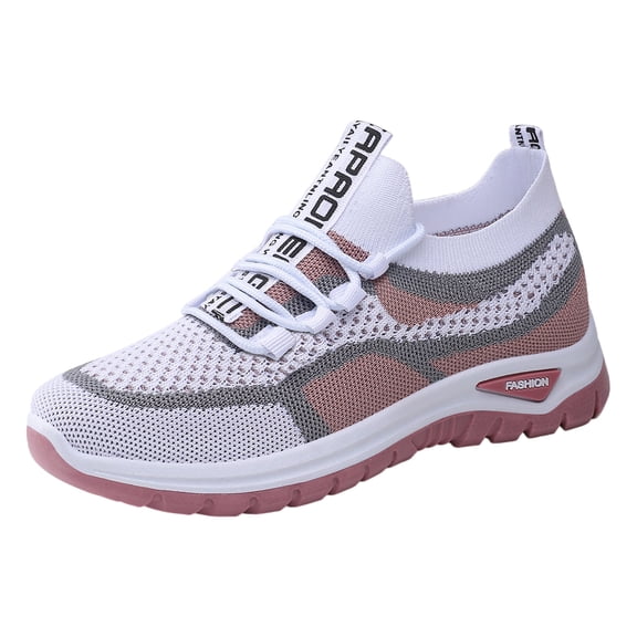 Domuza Womens Orthopedic Athletic Shoes Tennis Shoes Slip-On Mesh Running, Women Shoes Summer Sneakers Breathable for Walking Pink 7(EU-38)