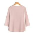 thumbnail image 4 of Viluyesy Embroidery 3/4 Sleeves T-Shirt Women Round Neck Shirt Tops Loose Blouse Pink Size 2XL, 4 of 9