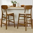 thumbnail image 4 of Best Choice Products 2-Piece Farmhouse Counter Height Bar Stool Set w/ Cushioned Seat, Wooden Backrest  Walnut/Cream, 4 of 10