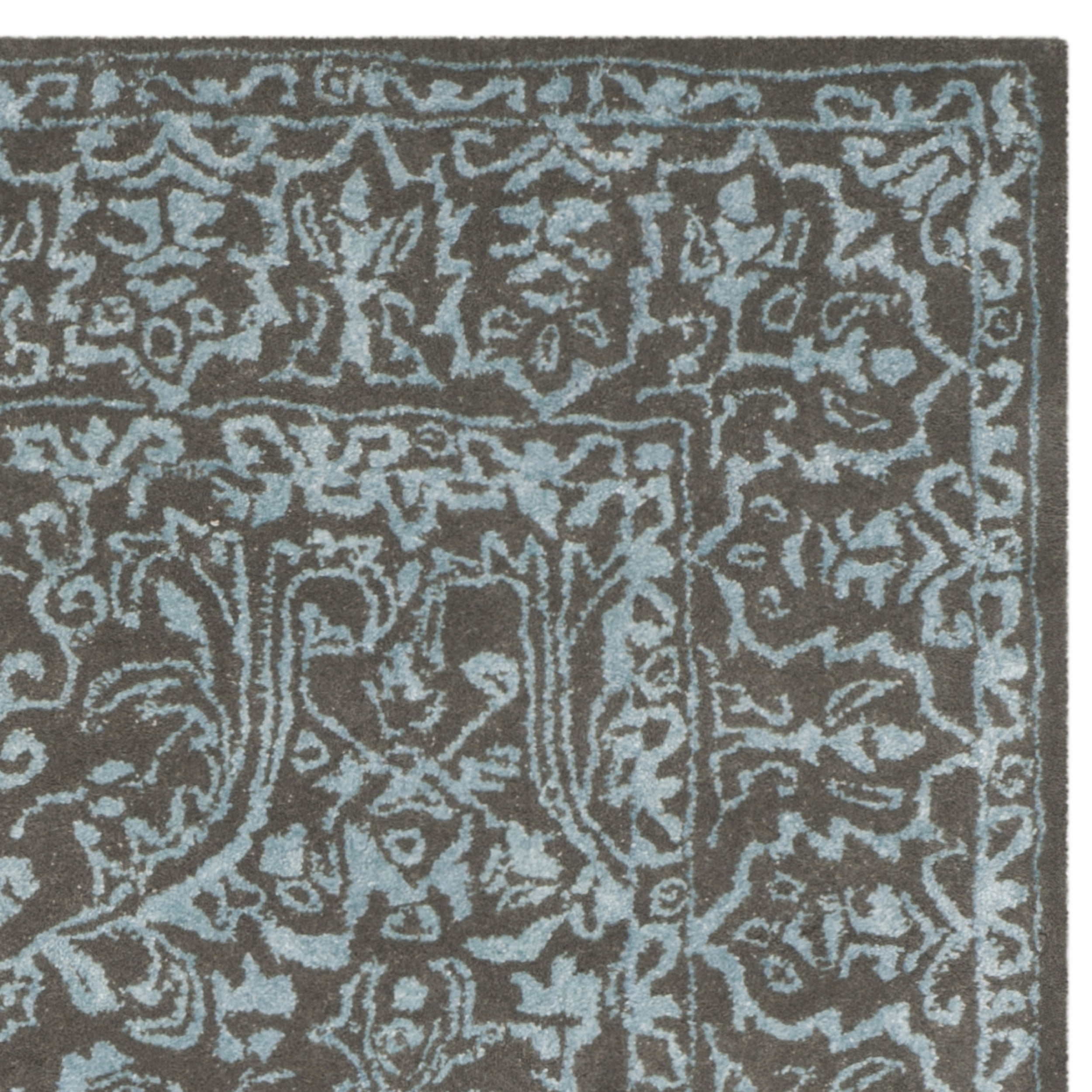 SAFAVIEH Glamour Kalisha Traditional Wool Runner Rug, Blue/Dark Grey, 2'3" x 8'