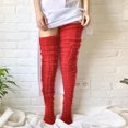 thumbnail image 4 of Sonducket 1 par de medias para mujer, hilo de Color sólido, calentador de pies para clima frío para invierno, botas decorativas para niñas, Medias Blanco, 4 of 6