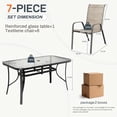 thumbnail image 3 of Arlopu 7pcs Outdoor Patio Furniture Set, Rectangular Glass Top Table and 6 Stackable Chairs for Garden Lawn Deck Poolside Backyard, 3 of 11