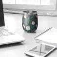 thumbnail image 3 of Floral 12oz Stainless Steel Insulated Wine Tumbler with Lid and Straw – Double Wall Vacuum Mug for Hot & Cold Drinks, 304 Steel Interior, Sweat-Free Design,Thanksgiving,Christmas, Spring,Flower, 3 of 5