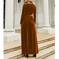 thumbnail image 6 of Women's Fall Dresses Long Sleeve Velvet Formal Maxi Dress with Belt Casual Cocktail Wedding Guest Party Long Dress, 6 of 7