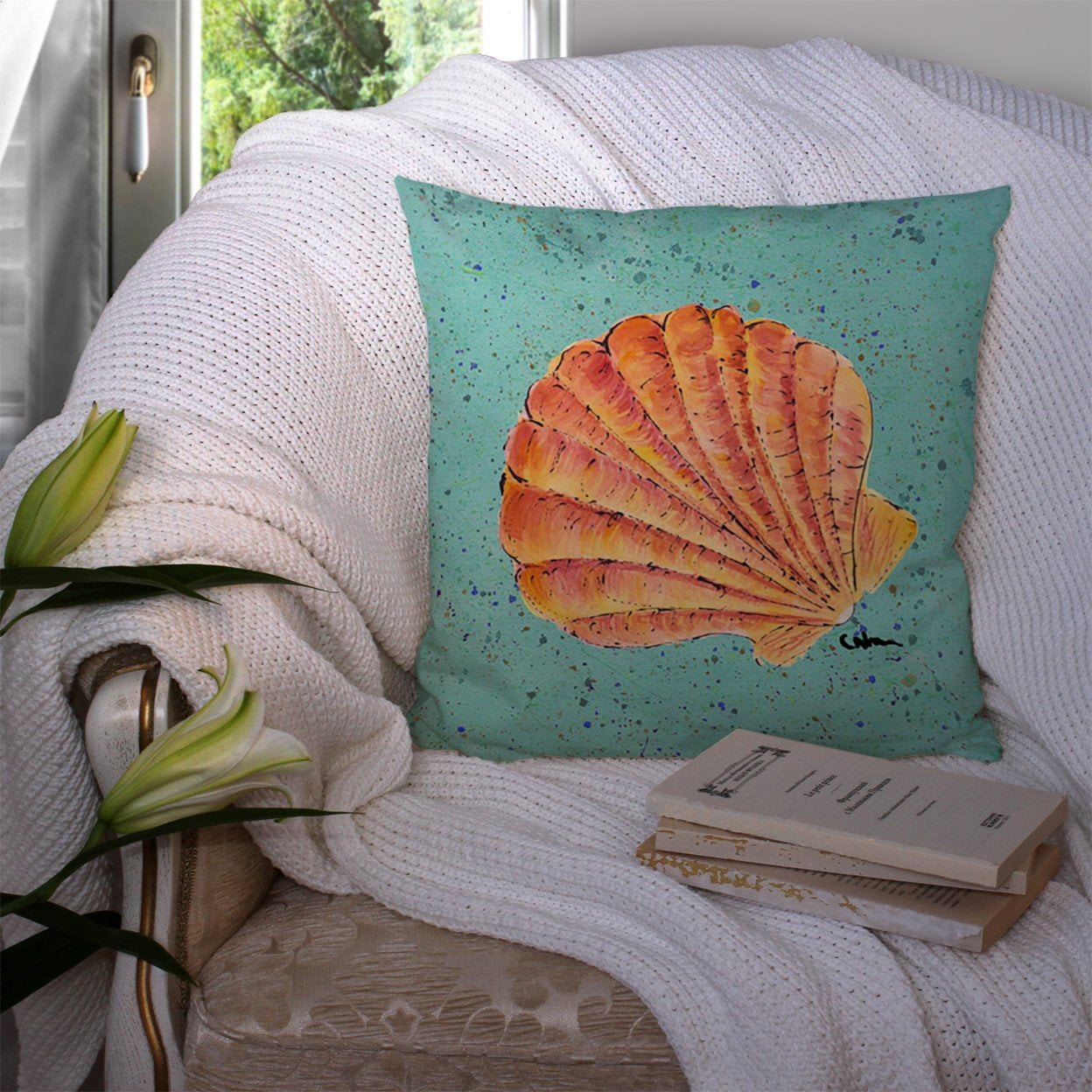 Carolines Treasures 8523PW1414 Shells Fabric Decorative Pillow 14HX14W multicolor