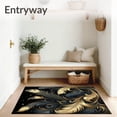 thumbnail image 3 of ODIKA 2'x3' Machine Washable Non-Slip Area Rug, Plumage with Opulent Ebony Backdrop and Gilded Accents High Traffic Rug, Gold, 73267, 3 of 7