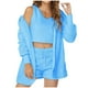 thumbnail image 1 of Conjunto de pijama de 3 piezas para mujer: abrigo con capucha de franela, chaleco y pantalones cortos, ropa de dormir suave y cálida, tallas S-XXXL, ropa de estar por casa para invierno, 1 of 4