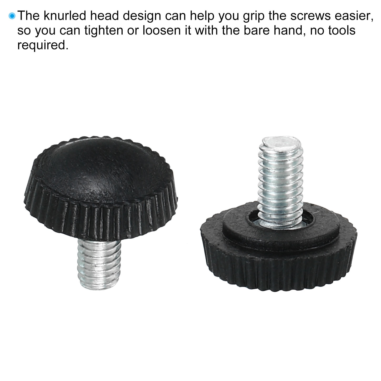 Uxcell M4 X 12mm Carbon Steel Thumb Screws - 12pcs, Flat Knurled Head, Zinc Plated, Fully Threaded