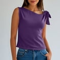 thumbnail image 2 of Fanxing Purple Womens Summer Going Out Tank Tops M Asymmetrical Shoulder Sleeveless T Shirts Corset Y2k Shirts （Women's Petite S-XL), 2 of 8