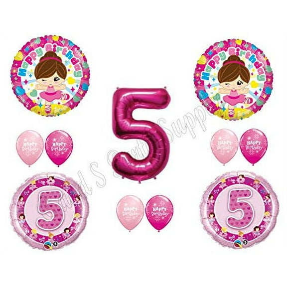 BALLERINA 5TH Birthday Party Balloons Decoration Supplies Second Tutu Fifth