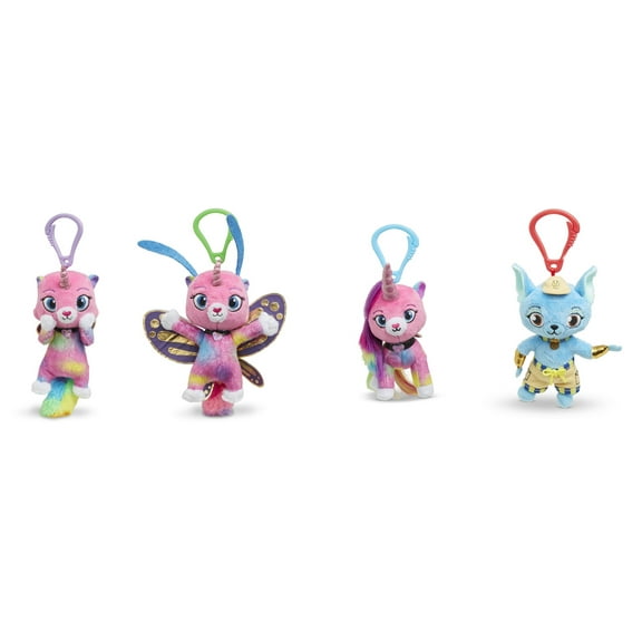 Rainbow Butterfly Unicorn Kitty - 4 Pack Plush Key Chain Bundle