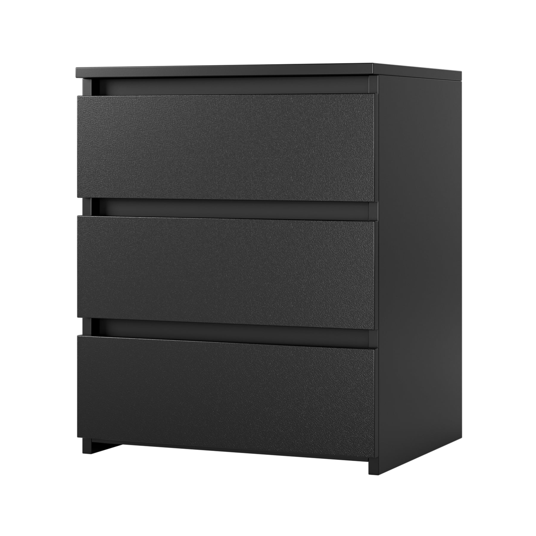 Homfa 3 Drawers Nightstand, Small Sofa Table, Wooden Storage Cabinet for Living Room, Black Finish