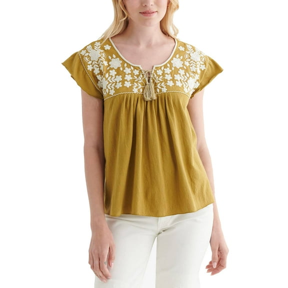 Lucky Brand Women's Embroidered Boho Blouse