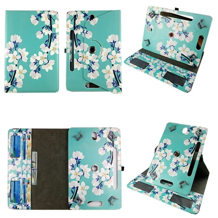 White Flower Blue tablet case 7 inch for Asus Nexus 7" 7inch android tablet cases 360 rotating slim folio stand protector pu leather cover travel e-reader cash slots