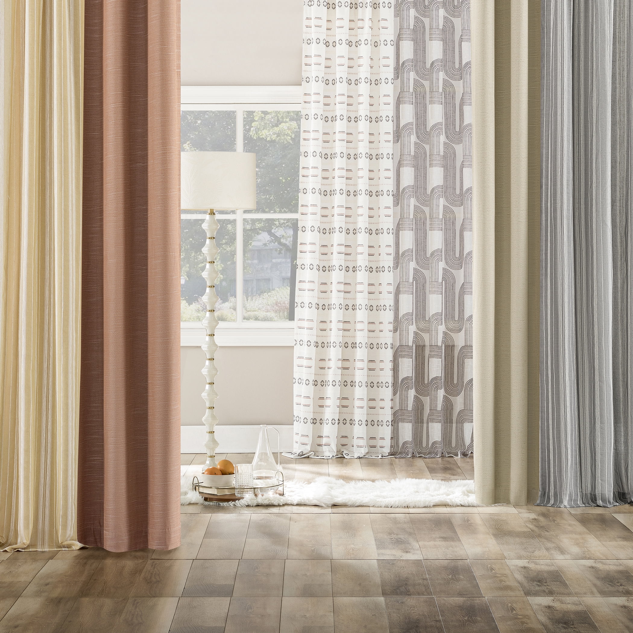 Archaeo Textured Linen Blend Total Blackout Grommet Top Curtain, 50"W X 96"L, Pecan Brown