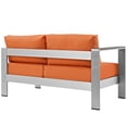 thumbnail image 4 of Pemberly Row Fabric Aluminum Outdoor Patio Left Arm Loveseat in Silver/Orange, 4 of 5