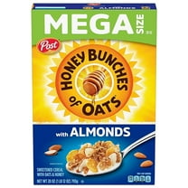 Honey Bunches of Oats with Almonds Breakfast Cereal, Honey Cereal with Granola Clusters and Sliced Almonds, Family Size Cereal, 28 OZ Box