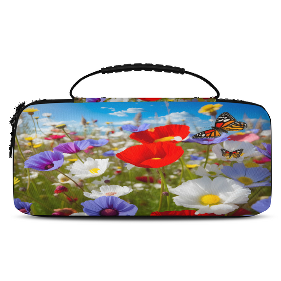 Herdesigns Carry Case Compatible for Nintendo Switch 2, Protective Travel Switch Carrying Case with 20 Game Card Slots for Switch Console & Accessories,Red Poppies