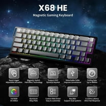 ATTACK SHARK X68 HE Rapid Trigger Keyboard Magnetic Switch with C01PRO Coiled Cable, 60% Wired 8KHz Magnetic Keyboard With 0.01mm RT Accuracy, Support RT/Snap Tap/DKS/MT/TGL