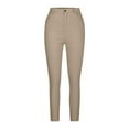thumbnail image 6 of Odeerbi Clearance Pants for Women Full Length Pants Elastic Pants Middle Waist Cotton Bottomed Multicolor Slim Fit Temperament Zipper Pants Khaki Refer to Size Chart In Description, 6 of 9
