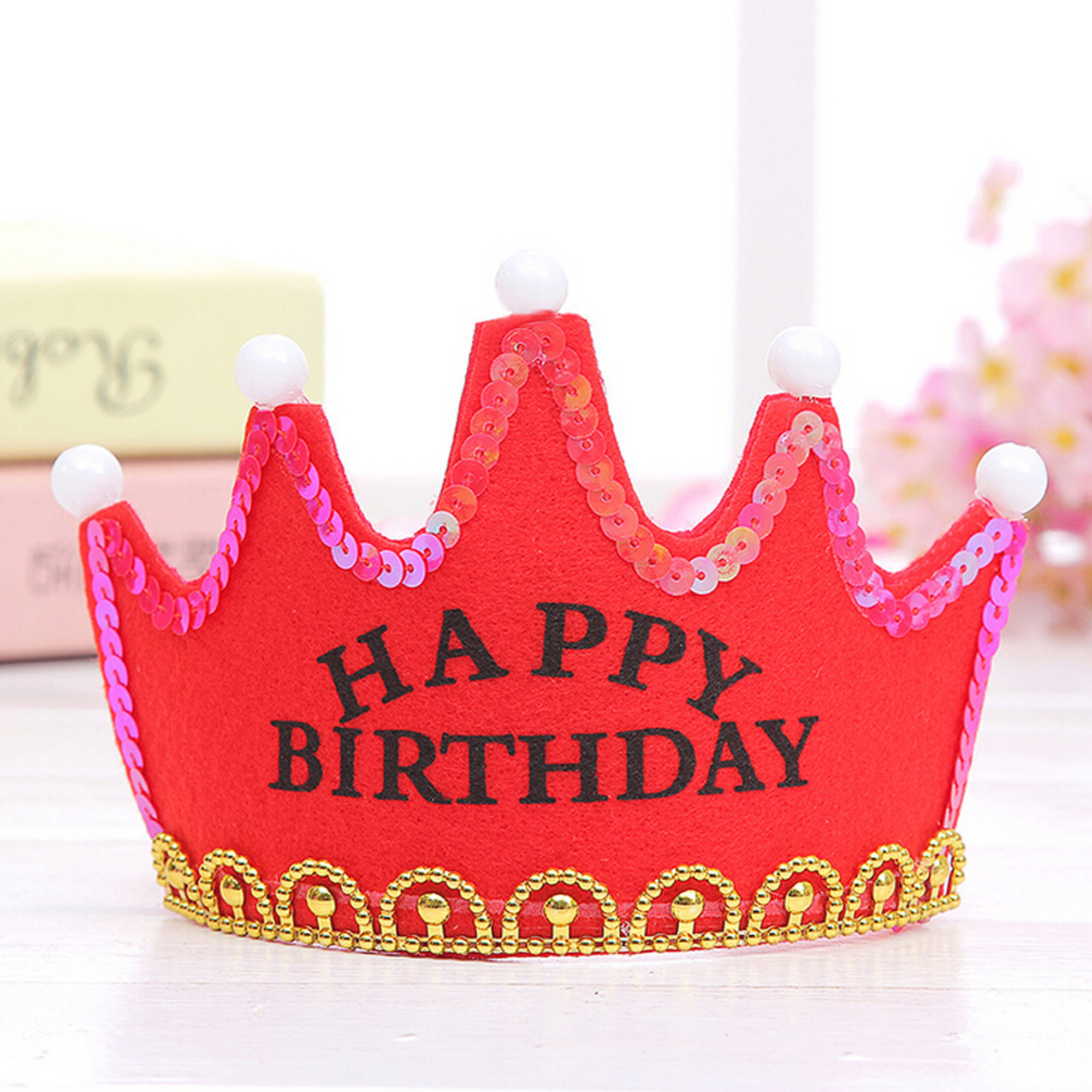 AmShibel Happy Birthday Party Crown Hats Princess LightUp LED Blinking