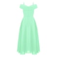 thumbnail image 2 of Linjinx Kids Flower Girl Chiffon Junior Bridesmaid Dresses Off Shoulder Wedding Party Dress Pageant Mint Green 14, 2 of 5