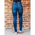thumbnail image 2 of ROAD MARKINGS Women's Distressed Skinny Jeans, High Rise, Raw Hem, Medium Wash Denim (US, Alpha, Small, Regular, Regular, Blue), 2 of 5
