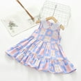 thumbnail image 2 of Fesfesfes Baby Girls' Sleeveless Ruffle Dress 2-10 Years Kids Cute Sweet Flower Print Round-Neck Mid-Calf Dress for Adorable and Comfortable Wear(Light Blue,4-5Years), 2 of 4
