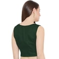 thumbnail image 3 of eloria Women Round Neck Sari Top Blouse Casual Short Sleeve With Triangle Lace, Art Silk Color : Bottle Green, SIZE : 36, 3 of 5