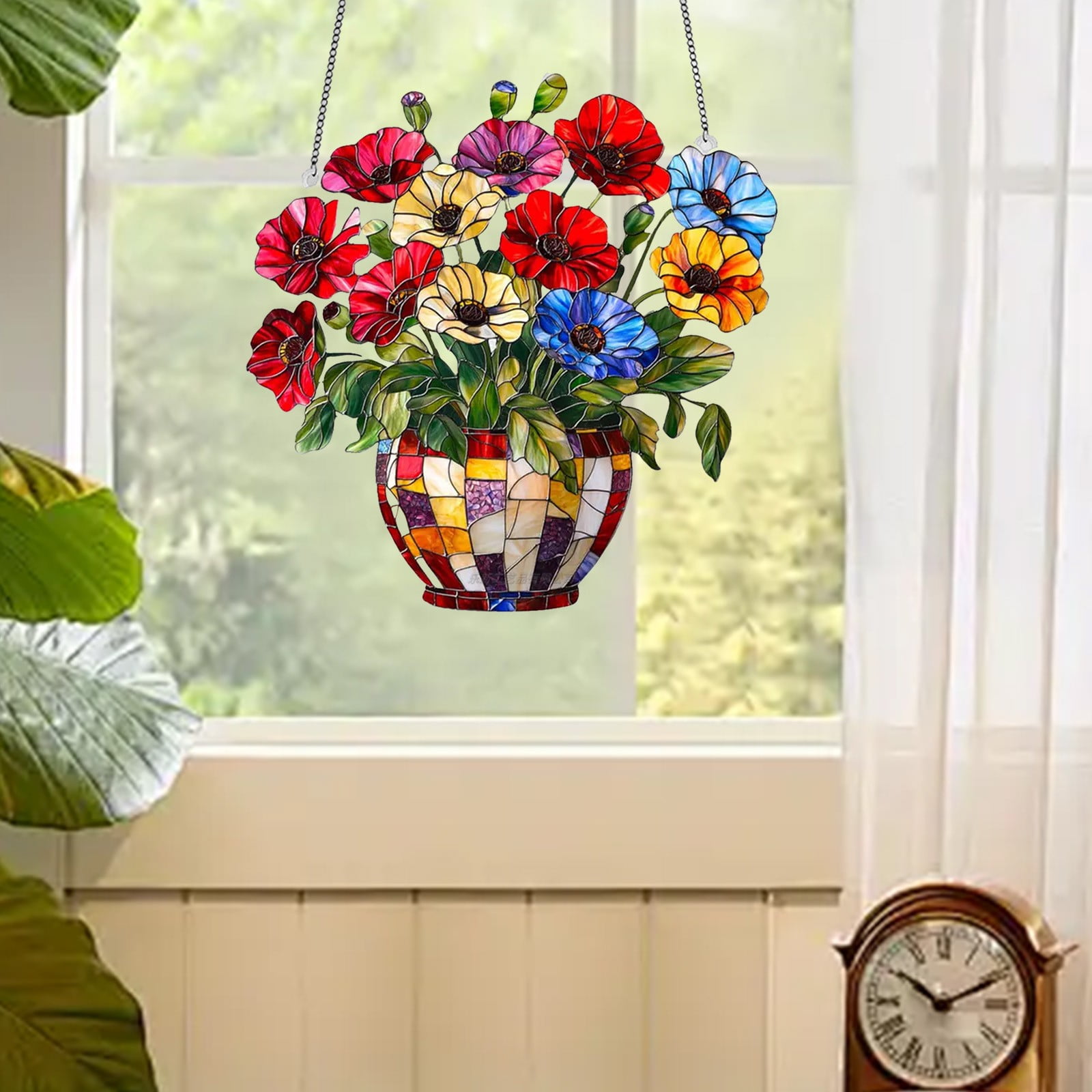 Flower Pots And Flowers 2D Acrylic Window Decoration Pendant Wall Decoration Craftsmanship Pendant Home Hanging