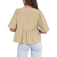 thumbnail image 2 of Summer Peplum Babydoll Puff Short Sleeve Blouse Womens Tie Front Tops, 2 of 5