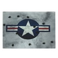 thumbnail image 1 of Airplane Cutting Board, Star on Round Circle with Stripes with Grunge Effect Backdrop Aircraft, Decorative Tempered Glass Cutting and Serving Board, Large Size, Red Grey Blue, by Ambesonne, 1 of 1