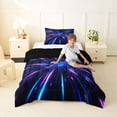 thumbnail image 3 of Manfei Abstract Starburst Light Twin Comforter Sets, Modern Neon Gradient Bedding Set, Blue and Purple, Black Reversible 2 Pieces, 1 Comforter and 1 Pillowcase, 3 of 6