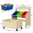 thumbnail image 3 of Costway Kids Wooden Toy Storage Unit Organizer w/Rolling Toy Box & Plastic Bins Natural, 3 of 11