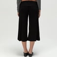 thumbnail image 5 of Womens Trendy Wide Leg Capri Pants Flowy Low Foldover Waist Cropped Trousers Lightweight Casual Stretchy Yoga Sweat Pants Black, 5 of 9