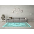 thumbnail image 3 of Ahgly Company Indoor Rectangle Medallion Light Blue Traditional Area Rugs, 3' x 5', 3 of 4