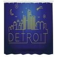 thumbnail image 3 of Ambesonne Detroit Shower Curtain, City Sky View Graphic, 69"Wx75"L, Blue and Yellow, 3 of 3