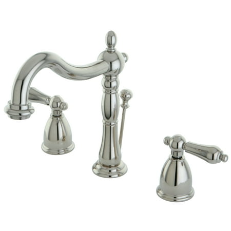 Kingston Brass KB1976AL Heritage Widespread Bathroom Faucet with Brass Pop-Up  Polished Nickel