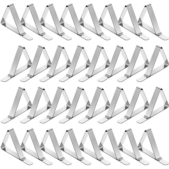 Square 32Pcs Tablecloth Clips - Stainless Steel Table Cloth Holder for Outdoor Tables, Heavy-Duty Metal Skirt Clamps for Picnic, Camping, Wedding & Party Tablecloths