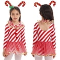 thumbnail image 3 of Aislor Girls Long Sleeve Open Back Sequined Stripe Jumpsuit Kids Christmas Dance Party Fancy Costume Size 4-14 A Red 12, 3 of 7