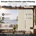 thumbnail image 4 of Beige White Stripes Outdoor Curtains for Patio, Rustic Warm Beige Lines Linen Texture Waterproof Outside Curtains Privacy Blackout Curtain for Porch Pergola Cabana, 1 Panel 54W x 84L Inch, 4 of 9