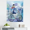 thumbnail image 1 of Paris Tapestry, Young Woman French Hat and Funny Cat on Bicycle in French Street Watercolor, Fabric Wall Hanging Decor for Bedroom Living Room Dorm, 5 Sizes, Multicolor, by Ambesonne, 1 of 1