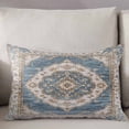 thumbnail image 3 of Boho Blue Throw Pillow Covers, Retro Tribal Traditional Distressed Printed Soft Breathable Pillow Cases with Invisible Zipper for Sleeping, King Size Pillowcases for Couch Bed Sofa Chair 20x36 Inches, 3 of 6