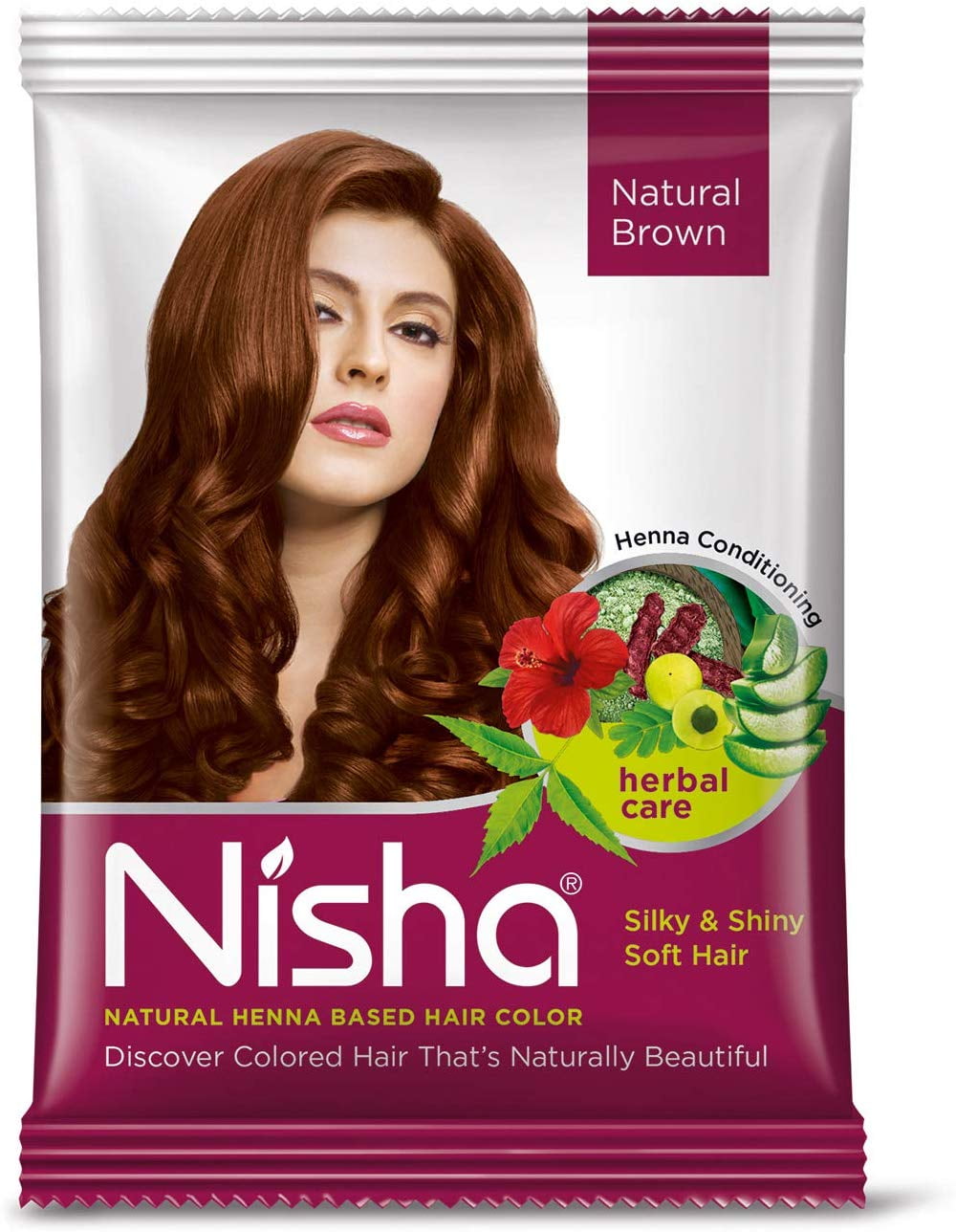 Nisha Pack 10 Natural Henna Based Permanent Brown Hair Color Dye