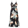 thumbnail image 5 of Vestido sin espalda con tirantes finos y estampado floral para mujer, vestido largo ajustado con tirantes divididos, vestido largo sin mangas con agujeros para verano, XL, 5 of 5