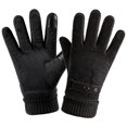 thumbnail image 1 of Guantes de invierno táctil Guantes térmicos de cuero Forros Puños elásticos de silicona antideslizante para Ciclismo Al aire libre Negro Soledad Guantes de ciclismo calientes, 1 of 2
