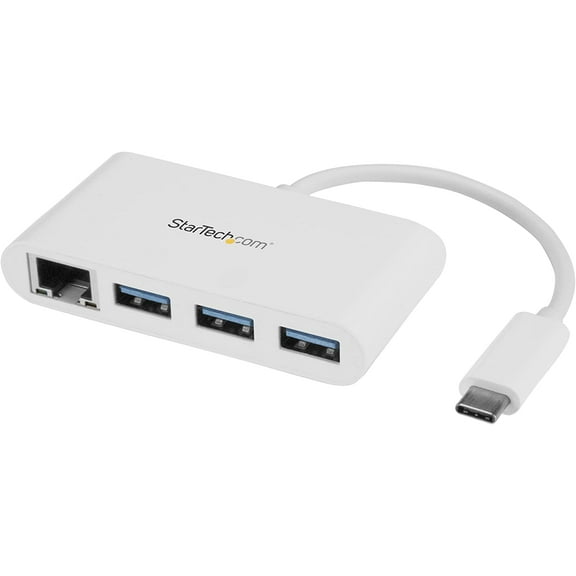 StarTech.com 3 Port USB C Hub w/Gigabit Ethernet â€“ USB Type C to 3 x USB-A â€“ Multi Port USB 3.0 Hub for MacBook Pro (HB30C3A1GEA)