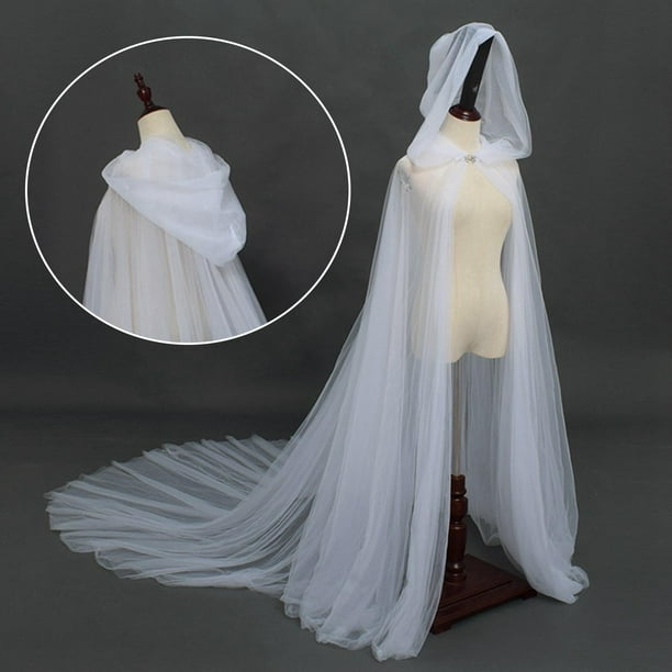 Capa con capucha BLESIY hasta el suelo Disfraz de Halloween blanco